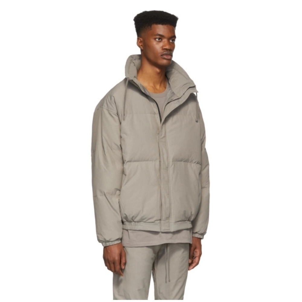 Essentials Taupe/Light Gray Puffer Jacket - Insulated Men’s Coat